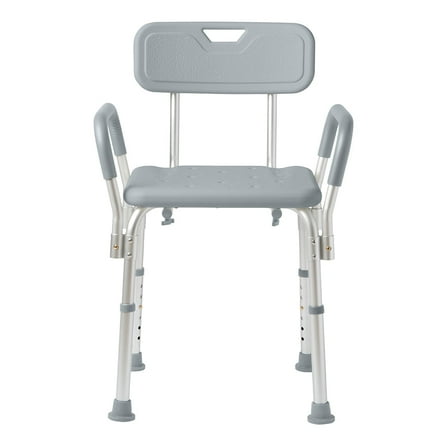 Medline Bath Chair and Shower Chair with Back and Armrests for Elderly, Sturdy, 13.5-In Seat, 350 lb Weight Capacity, Gray