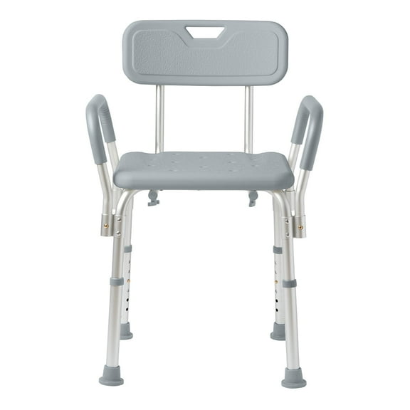 Medline Bath Chair and Shower Chair with Back and Armrests for Elderly, Sturdy, 13.5-In Seat, 350 lb Weight Capacity, Gray