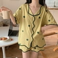 thumbnail image 3 of Defitshape Women's 2 Piece Pajamas Soft Short Sleeve Shorts Pajama Set Comfy Summer Button Up V Neck Cute Loose Lounge Set Loungewear 44 Small, 3 of 4