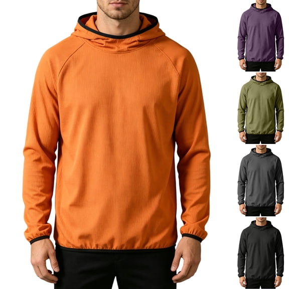 IhhxPro Men's Hooded Performance Top Moisture-Wicking Quick Dry Lightweight Breathable Active Training Running Gym Workout Athletic Pullover M-3XL