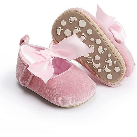 Baby Girl Mary Jane Flats Lace Bow Non-Slip Soft Sole Newborn First Walker Wedding Princess Party Dress Shoes