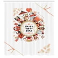 thumbnail image 3 of New Year Shower Curtain, Japanese Symbols Composition and Greeting Typography Luck Themes, Fabric Bathroom Set with Hooks, 69W X 84L Inches Extra Long, Salmon Vermilion and Ecru, by Ambesonne, 3 of 3