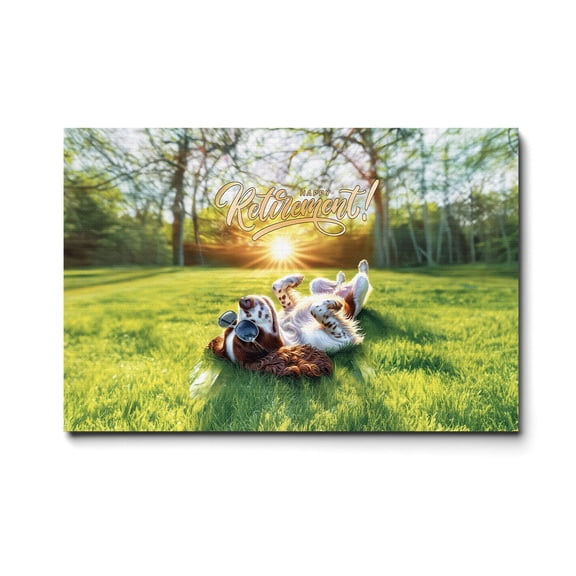 Happy Retirement with French Bulldog Enjoy Life Rest Time Horizontal Matte Canvas Poster Dog Lover Gifts Wall Art Home Decor - 02027