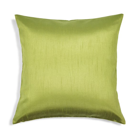 Aiking Home Solid Faux Silk Decorative Pillow Cover, Zipper Closure, 18 by 18 Inches, Green