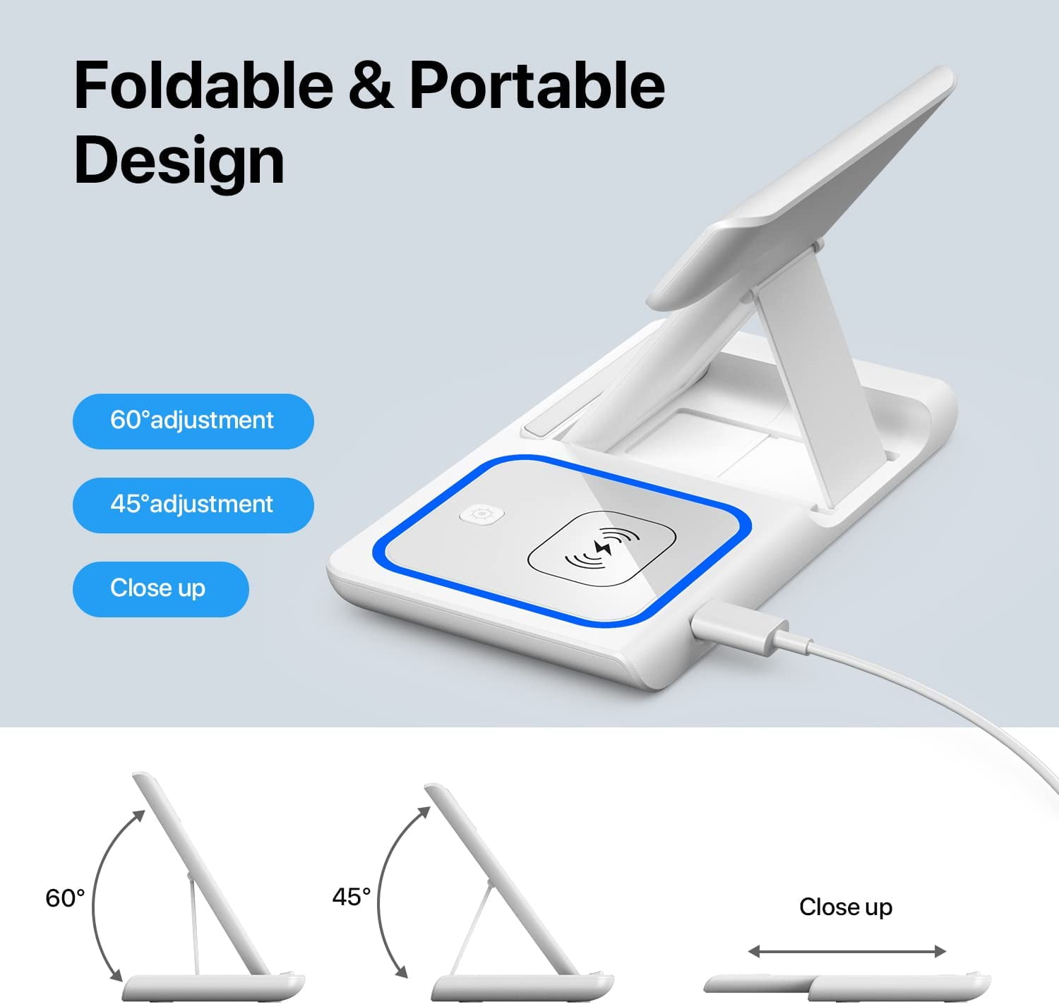 Wireless Charger, 3 in 1 Wireless Charging Station, Fast Wireless Charger Stand for iPhone 14/13/12/11/Pro/Max/XS/XR/X/8/Plus, for Apple Watch 7/6/5/4/3/2/SE, for AirPods 3/2/Pro