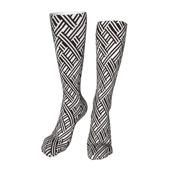 Kdxio Black White Stripes Funny Silky Novelty Funky Long Knee High Socks Soft 3D Print Cosplay Crazy Stockings for Men Women