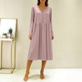 thumbnail image 5 of yillto Nightgowns for Womens Long Sleeve Loose Pajamas Womens Casual Sleepwear V Neck Nightdress, 5 of 7