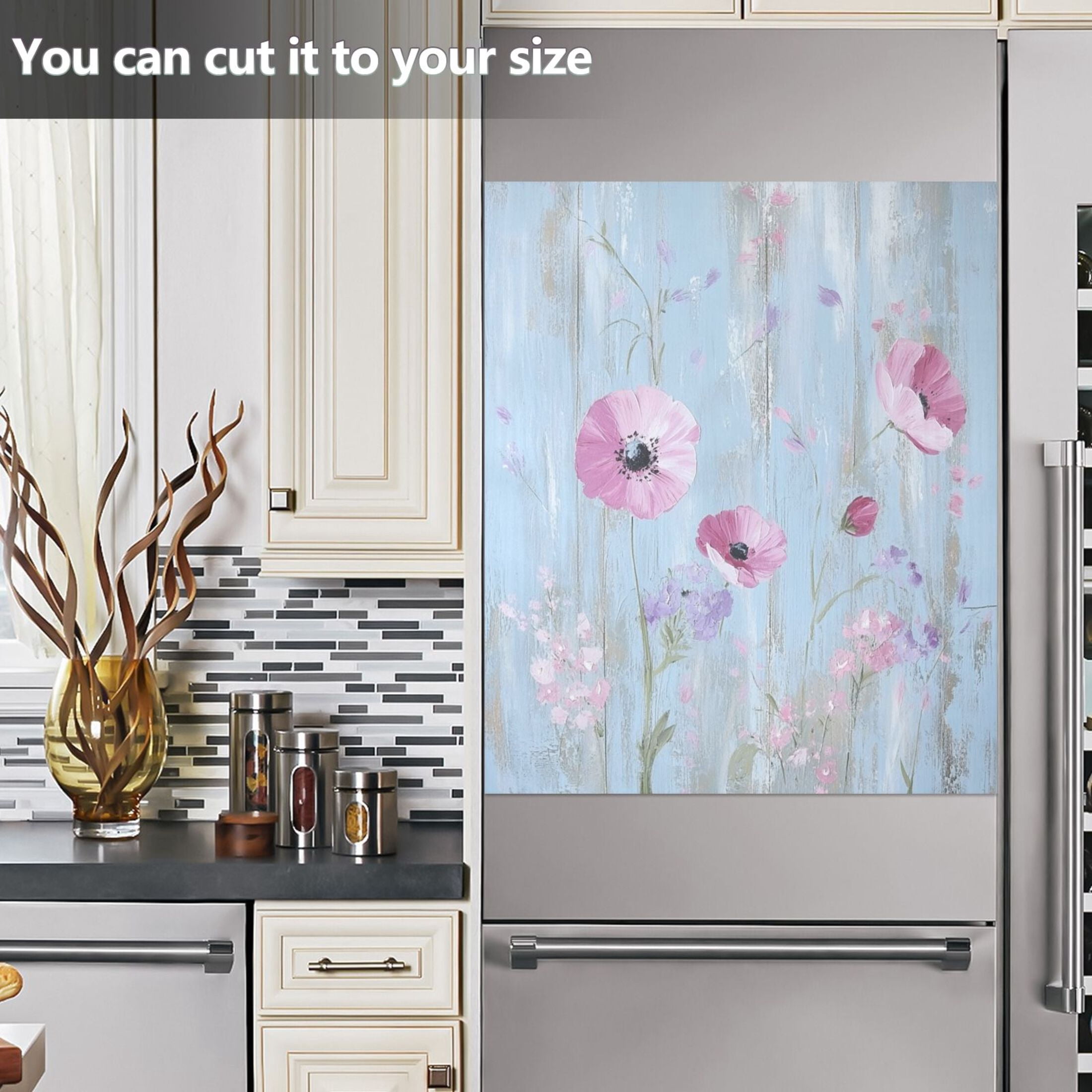 Dishwasher Magnetic Sticker 23x26 Inch Refrigerator Magnetic Sticker Washing Machine Magnetic Sticker Kitchen Panel Magnetic Sticker Home Decor Cool Cartoon Pink Flowers