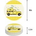 thumbnail image 1 of ZHANZZK Summer Yellow Truck and Lemon White Flowers Set of 6 Round Coaster for Drinks, Absorbent Ceramic Stone Coasters Cup Mat with Cork Base for Home Kitchen Room Coffee Table Bar Decor, 1 of 6
