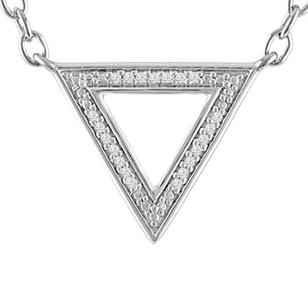 Diamond Triangle Necklace - STERLING SILVER DIAMOND ACCENT TRIANGLE NECKLACE