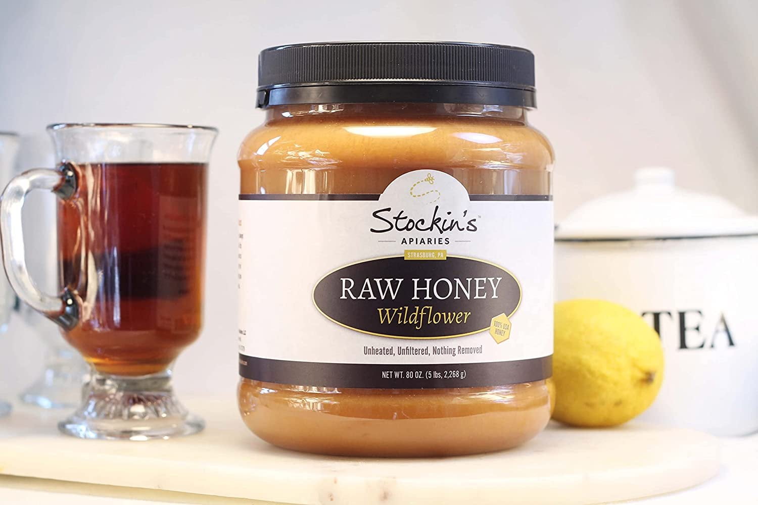 Stockin's Apiaries Raw Wildflower Honey In Bulk, Unheated, Unfiltered, & Nutritious, 80 Oz.