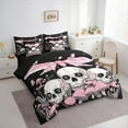 thumbnail image 2 of Feelyou Pink Moth Twin Bedding Sets 7-Piece for Kids, Skull Mushroom Bedding Comforter Set, Rustic Farmhouse Reversible Sheet Sets, Luxury Bedroom Decor, 2 of 7
