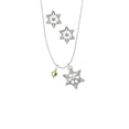 thumbnail image 2 of Delight Jewelry August - Lime Green Crystal Bicone Silver tone Snowflake Charm Necklace and Stud Earrings, 2 of 4