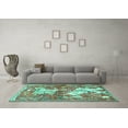 thumbnail image 3 of Ahgly Company Indoor Round Animal Turquoise Blue Traditional Area Rugs, 5' Round, 3 of 4