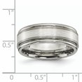 thumbnail image 6 of Chisel Titanium Grooved Edge Sterling Silver Inlay 8mm Brushed/Polished Band, 6 of 6