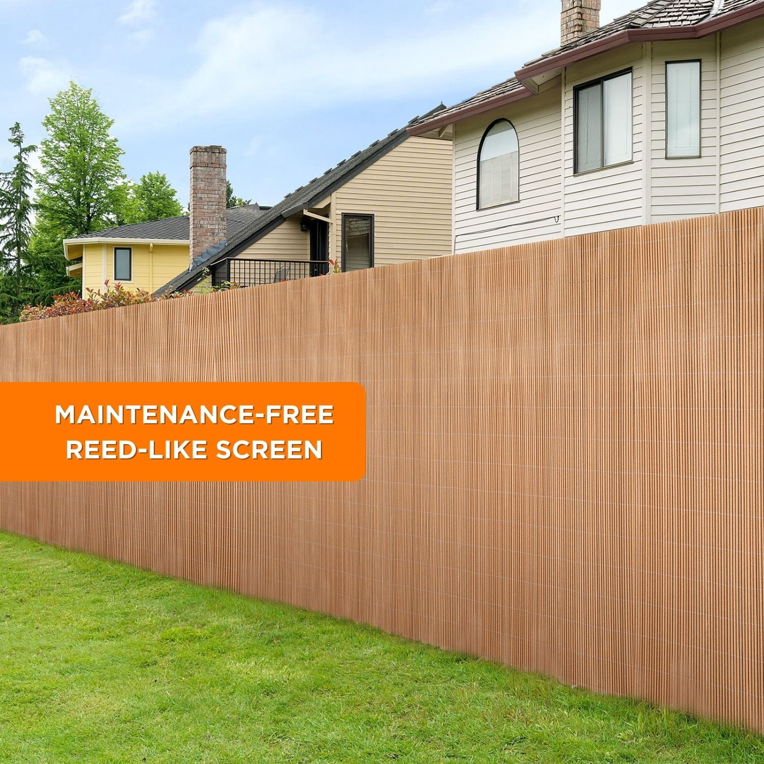 Backyard X-Scapes 6 ft x 8 ft All-Weather Synthetic Bamboo Fencing for Outdoors, Privacy Fence for yard,  Fence Panel, Tan
