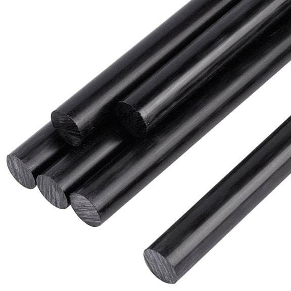 6Pcs 11.8Inch Length Black Acetal Copolymer Rod 0.47Inch Diameter Round Acetal Rod Acetal Bar Dowel Rod for Non-Marring Fixtures DIY Craft Making