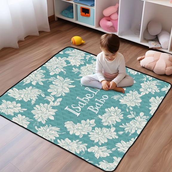 WOBOGO Isabelle Babo Baby Playmats Extra Large Waterproof Rollable Activity Pads for Toddlers 50×50inch