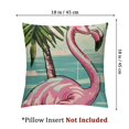 thumbnail image 4 of nygtbtfer Summer Decorative Throw Pillow Covers Set of 2, Pink Palm Leaves Flower Porch Patio Outdoor Pillowcase, Bless This Home Sweet Home Stripes Cushion Case Decor White, 4 of 7