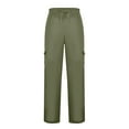 thumbnail image 2 of Dyfzdhu Sweatpants for Men Solid Color Drawstring Elastic Waist Pocket Pants Loose Sports Army Green, 2 of 3