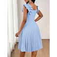 thumbnail image 2 of Baby Blue Ruffle Shoulder Pleated Fit & Flare Midi Dress For Women Elegant, 2 of 6