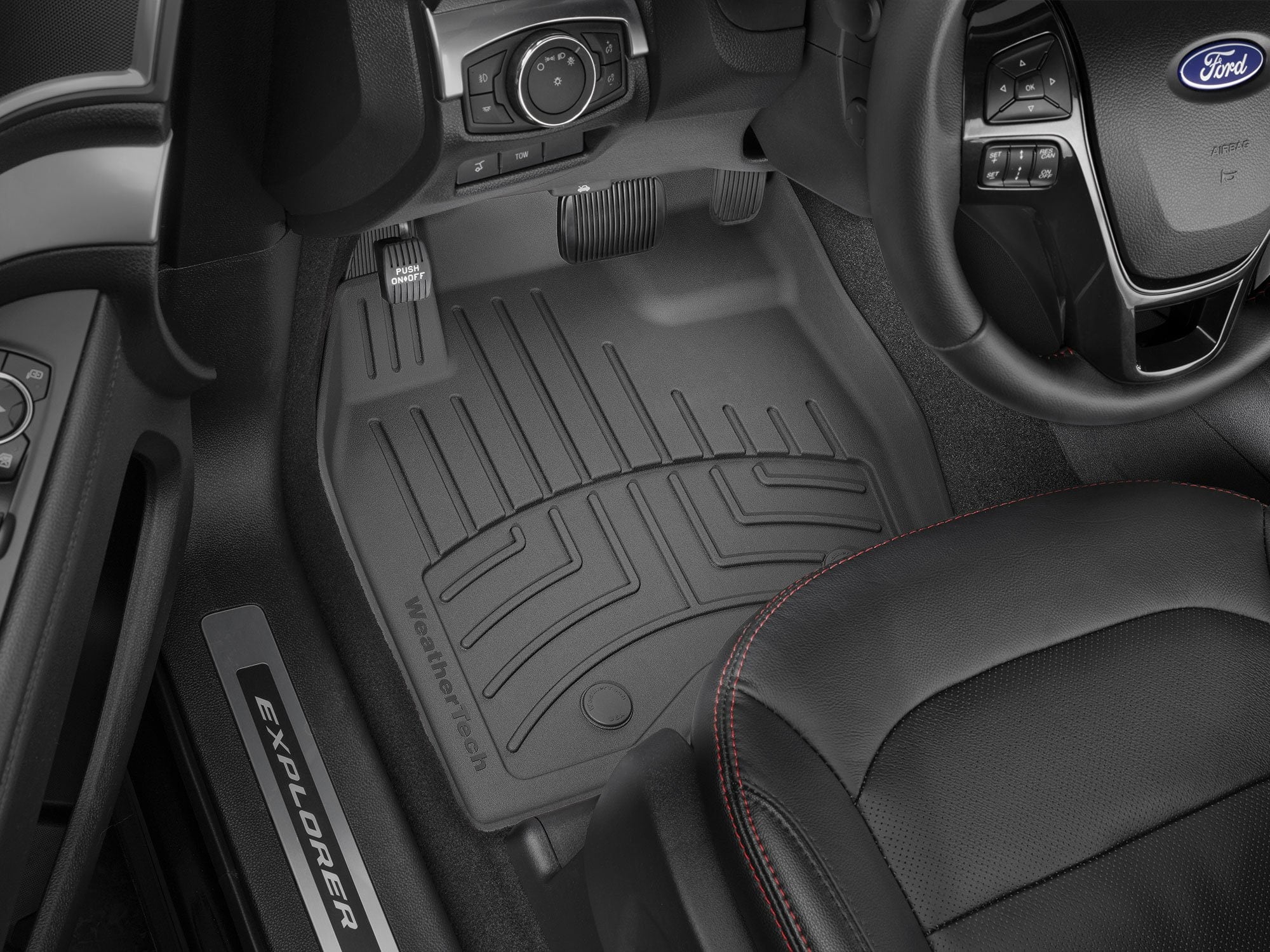 WetherTechFloorLinerHPCtomFitFloorMtcomptiblewith2017-2019FordExplorer-1tRow(Driver&Penger),Blck