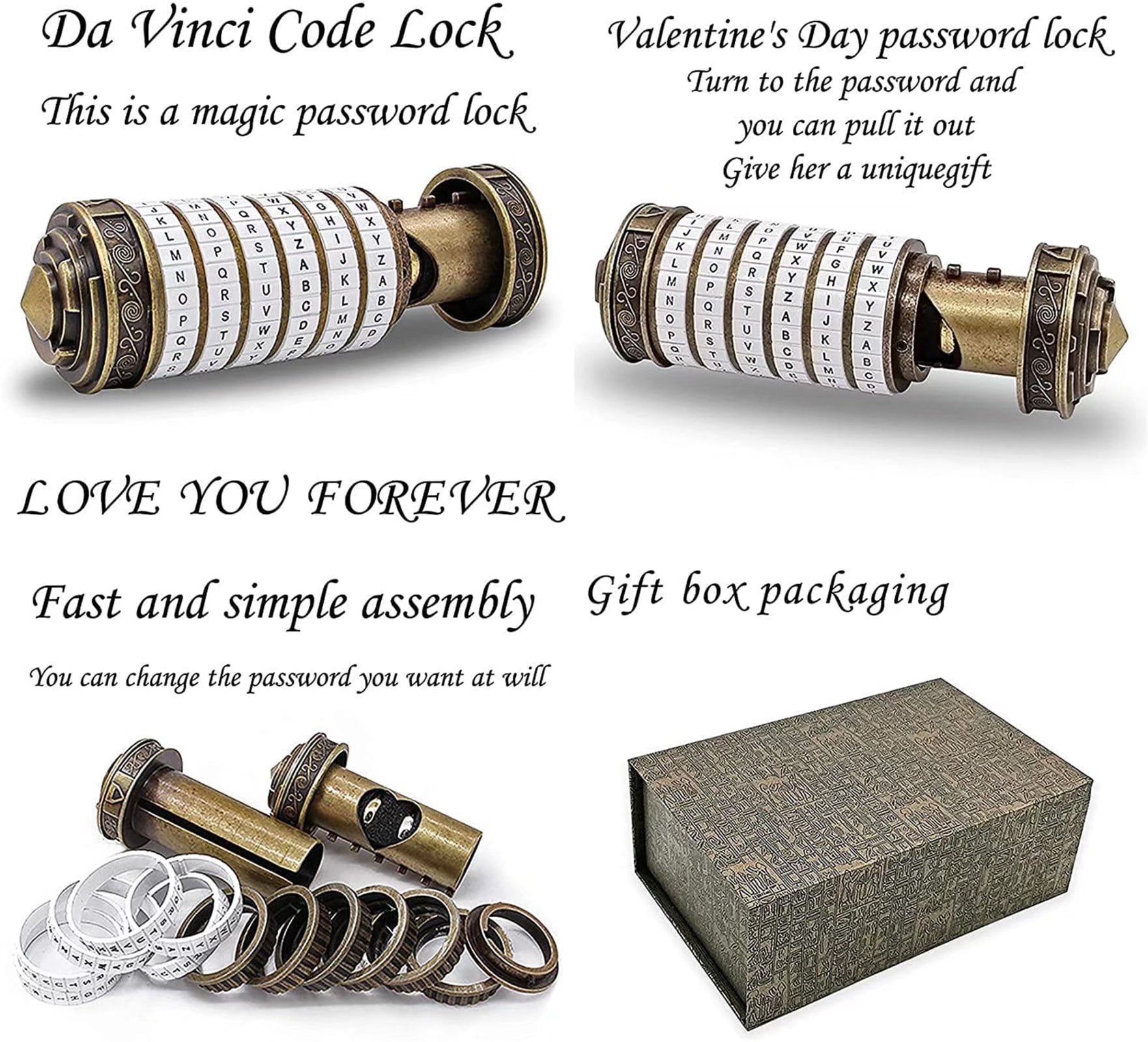 Mini Da Vinci Code Cryptex Lock Revomaze Creative Romantic X2V0 B3D7 Gifts A2V0 