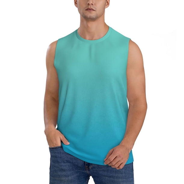 Balery Teal Turquoise Camisetas sin mangas para hombre, absorbe la humedad y protege contra el mal olor.-Medium