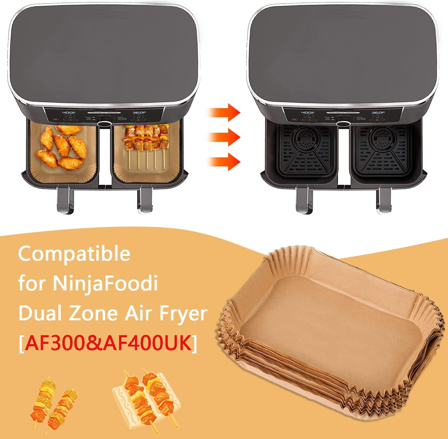 Mikapana Air Fryer Liners Disposable for Ninja Dual Air Fryer