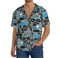 thumbnail image 3 of Wukai Blue Excavator Men's Casual Short-Sleeve Button Down Shirt - Lightweight Summer Dress Shirt for Daily Wear-X-Large, 3 of 7