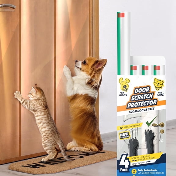 Panther Armor Pet Dog Door Guard, Clear Scratch Protector, 4 Pack