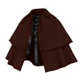 thumbnail image 3 of YTCAMLO Two Tier Flared Hem Lace Up Front Shoulder Cloak, Medieval Vintage Short Cape Poncho, Soft Comfort Cape Wraps, 3 of 6