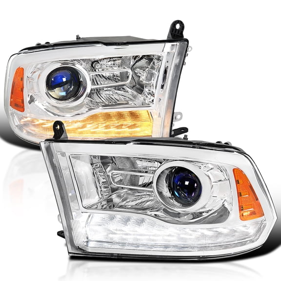 Spec-D Tuning LED Chrome Projector Headlights w/Switchback and Sequential Turn Signals Compatible with 2009-2018 Dodge RAM 1500 / 2500 / 3500, 2019-2024 RAM 1500 Classic