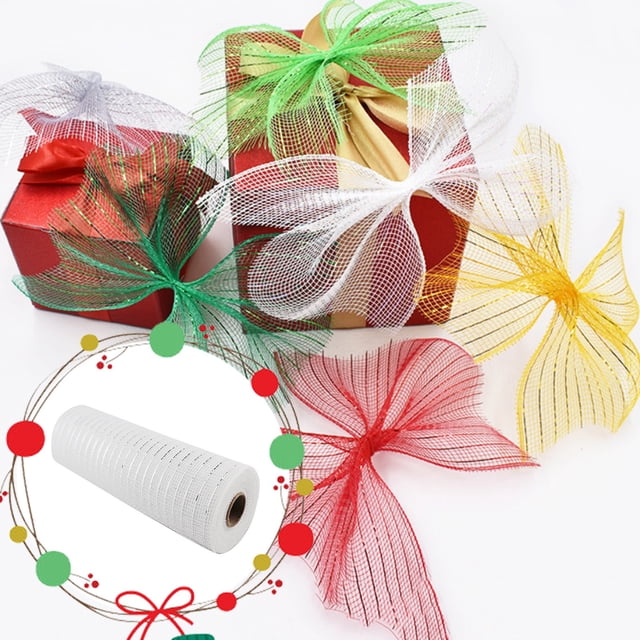 Poly Mesh Ribbon With Metallic Foil Each Roll For Wreaths Swags Bows Wrapping And Decorating