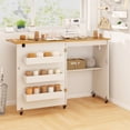 thumbnail image 2 of Topbuy Sewing Machine Table with Charging Station Folding Sewing Cabinet w/Lockable Casters White & Natural, 2 of 10