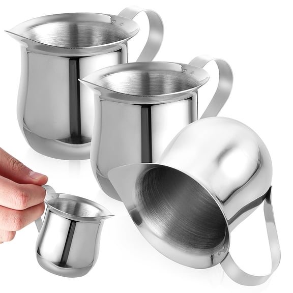 SOPOTUTU Stainless Steel Frothing Pitcher Silver Storage Container Smooth Surface 3Pcs