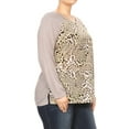 thumbnail image 2 of Women Plus Size Leopard Print Striped Sleeves Blouse Tunic Top Multi 3XL (SE16018-2), 2 of 5