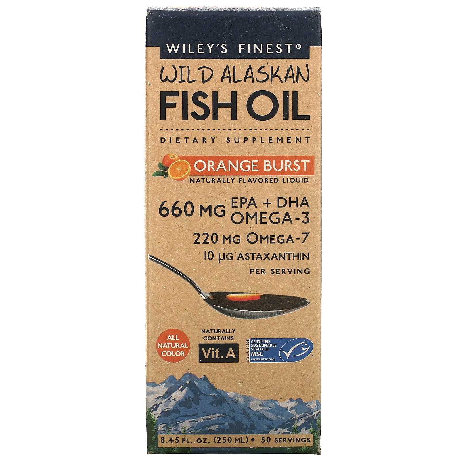 Wiley's Finest Wild Alaskan Fish Oil Liquid, Orange Burst, 8.45 Fl Oz