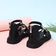 thumbnail image 4 of Toddler Girls Gladiator Sandals with Zipper Lace Up Open Toe Strappy Summer Beach Shoes for Little Big Kids Black 26, 4 of 7