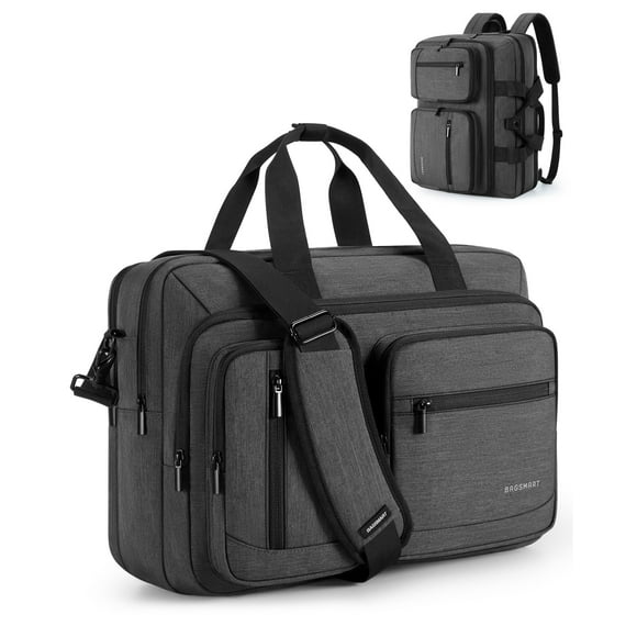 Bolsa para portátil BAGSMART 3 en 1, repelente al agua, 17.3 pulgadas, para hombre, negra