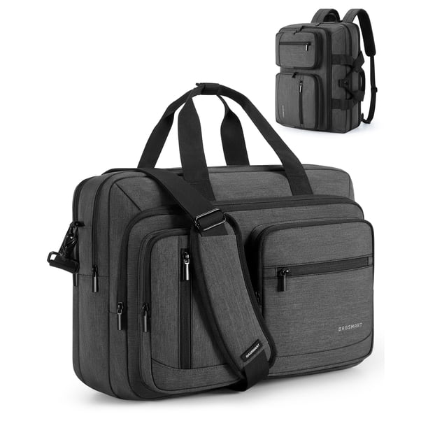 Bolsa para portátil BAGSMART 3 en 1, repelente al agua, 17.3 pulgadas, para hombre, negra