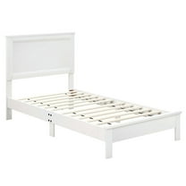 Kepooman Bed Frame, Platform Bed,Twin Size Wooden Bed Frame with Headboard and Slat Support-White