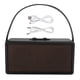 thumbnail image 1 of Altavoz Bluetooth portátil con subwoofer negro de madera D30 con correa de mano y cable de audio, 1 of 8