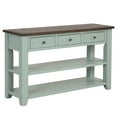 thumbnail image 3 of 48'' Solid Wood Console Table, Modern Sofa Table with 3 Drawers and 2 Shelves, Farmhouse Buffet Cabinet Accent Table Entryway Table for Kitchen Living Room Dining Room Furniture, Green, 3 of 8
