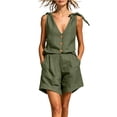 thumbnail image 2 of Enjoytime Summer Outfits for Women 2026 Casual Vacation Sleeveless 2 Piece Sets Tie Strap Button Down V-Neck Tops with Shorts Matching Set, 2 of 6