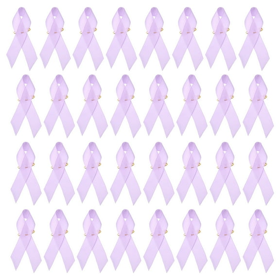 Uxcell 100 Pieces Lavender Polyester Ribbon Satin Pins, Awareness Ribbon Satin with Safety Pins