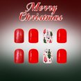 thumbnail image 6 of 24Pcs Christmas Press on Nails Short Square Fake Nails Christmas Red Glitter Glue on Nails Christmas Tree Nails Stick on Nails Handmade Christmas Plastic Nails for Women, 6 of 9