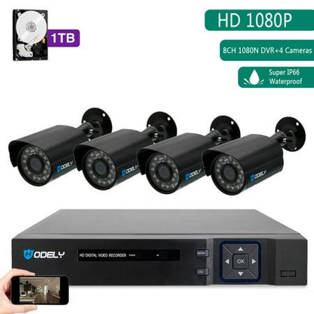 Clearance! Wireless Surveillance DVR System, 8CH 1080P IP PoE Outdoor/Indoor, IP66 Waterproof Bullet Cameras, Motion Detection, Activity Alert, iOS, Android, Easy Remote Access, 1TB Hard Drive