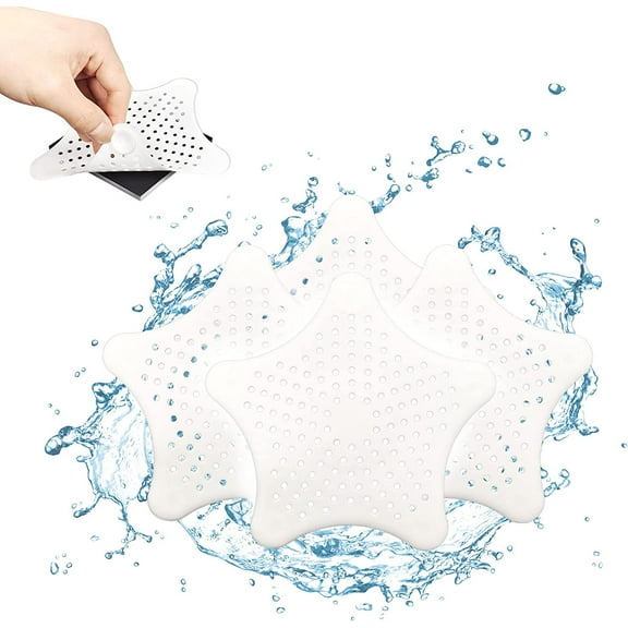 Shower Drain Cover Shower Drain Hair Catcher Silicone Sink Strainer, Hair Catcher Shower Drain with Suction Cup ,Sink Drain Strainer,Suit for Bathroom,Bathtub,Kitchen(4 Pack), White