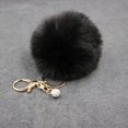 thumbnail image 3 of Colorful Faux Rabbit Fur Ball Pompom Keychain Phone Handbag Charm Pendant for Women Black, 3 of 4
